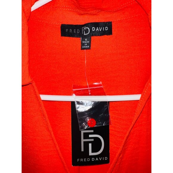 New Fred David Women's Orange Wrap Dress Size S Long sleeve - Picture 2 of 4